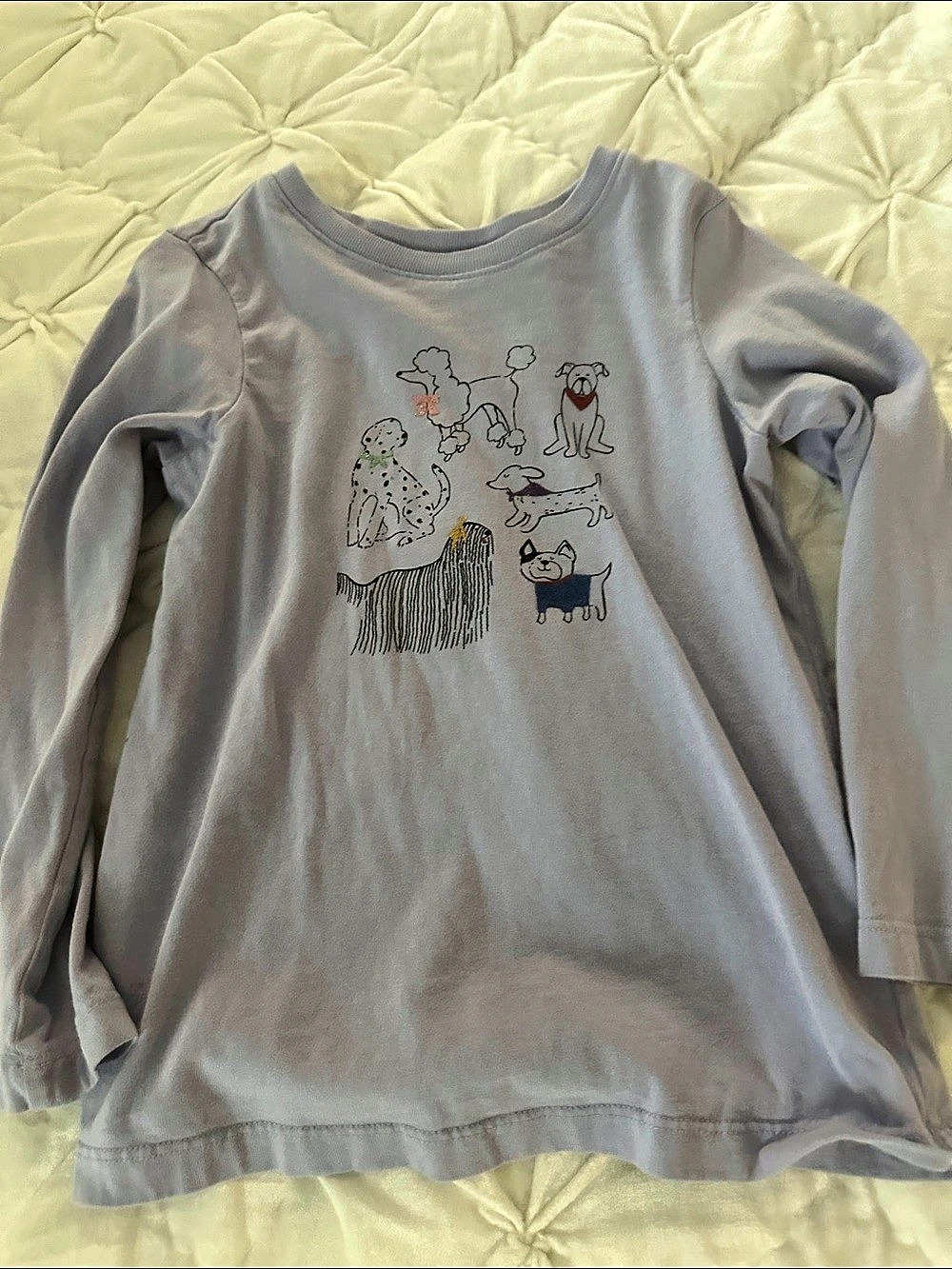 Hanna Andersson Long Sleeve Graphic T-Shirt Dog Print Dog Graphic Tee Girls Size
